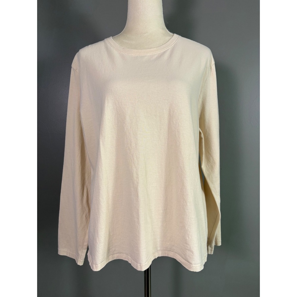 Nuuds Long Sleeve Tee Women L Minimalist Neutral Basic Grunge Lounge Oversized